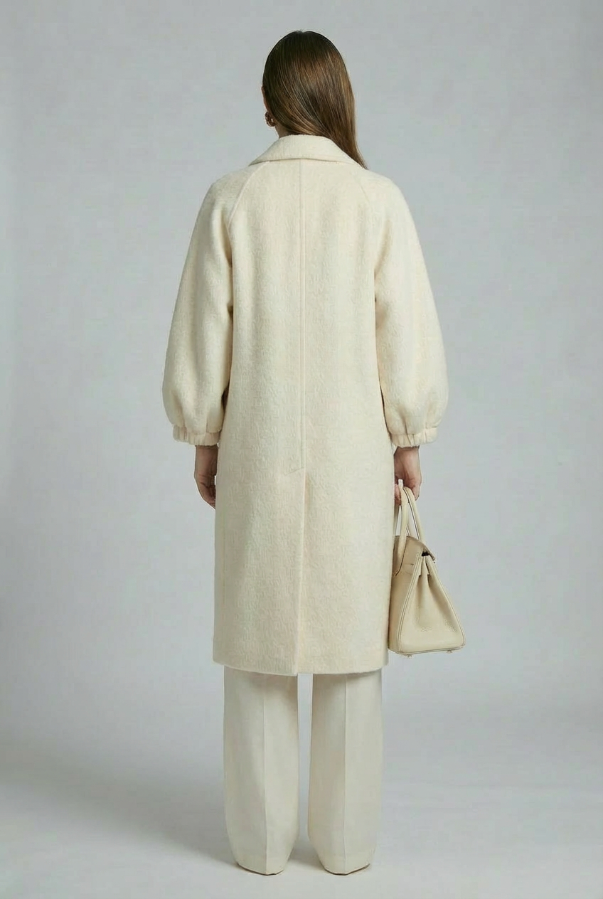 Women's Hand-Finished Wool Coats With 362 White