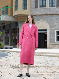 Wool coat women with Lotus buckle