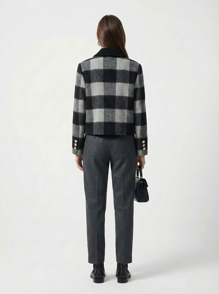 Women's Short Wool Coats With 372 Zebra Gray