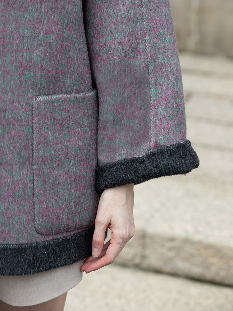 Wool  coat women with Diagonal Cut