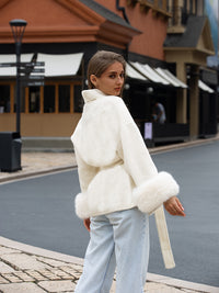 Wool coat with Minimalist Cropped Robe-Style