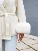 Wool coat with Minimalist Cropped Robe-Style