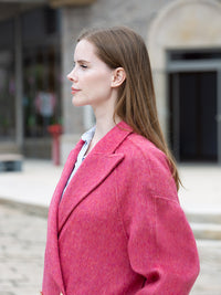 Wool coat women with Lotus buckle