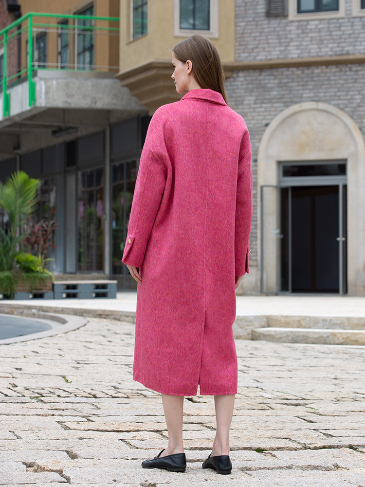 Wool coat women with Lotus buckle