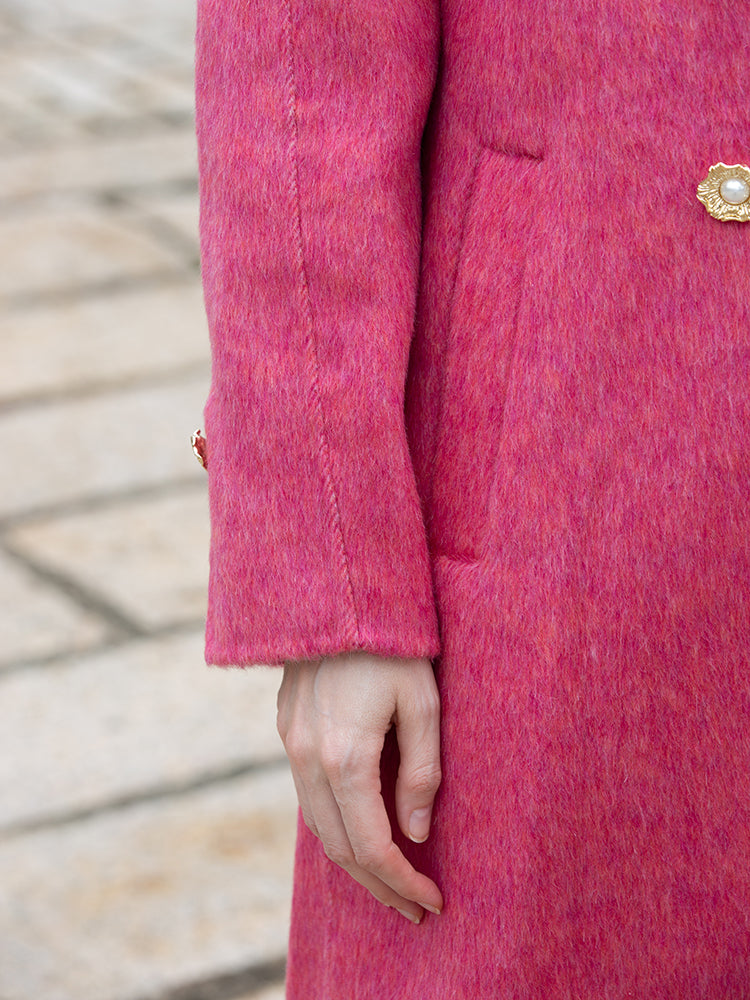 Wool coat women with Lotus buckle