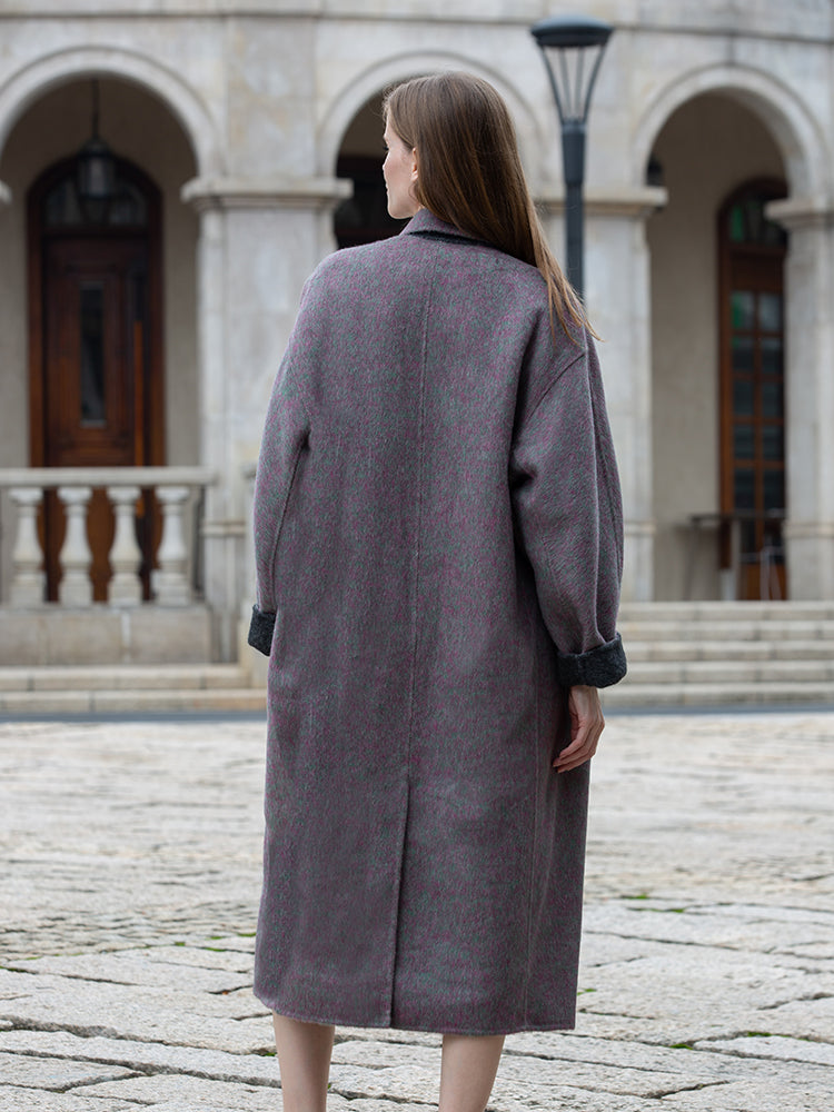 Wool  coat with Grey Gradient Tailored Collar