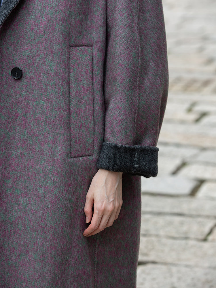 Wool  coat with Grey Gradient Tailored Collar