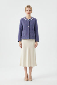 Women's Hand-Finished Wool Coats With 325 Wisteria Purple
