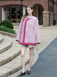 Wool  coat with Diagonal Cut