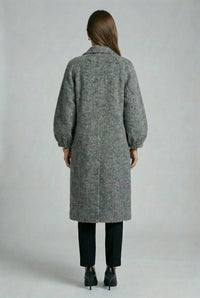 Women's Hand-Finished Wool Coats With 362 Snowflake Gray