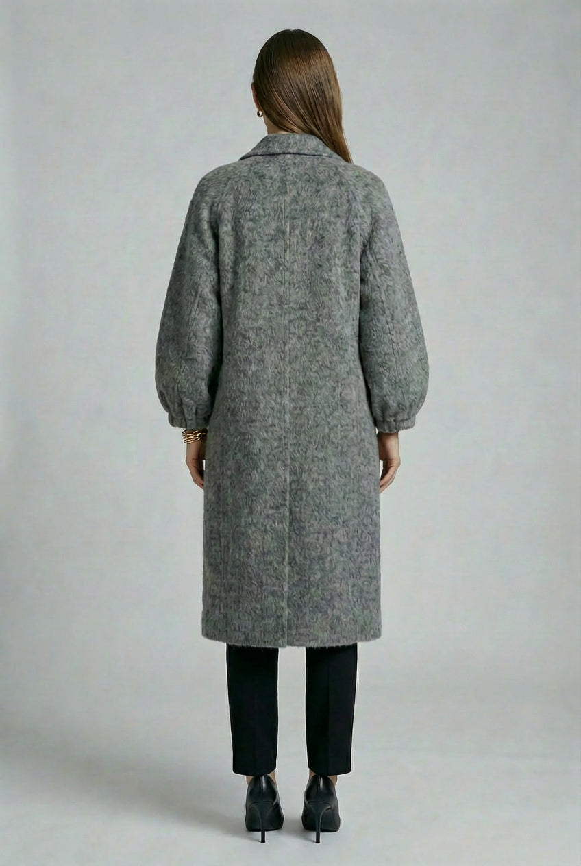 Women's Hand-Finished Wool Coats With 362 Snowflake Gray