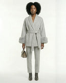 Women's Belted Wool Coats With 536 Speckled Gray