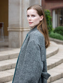 Wool  coat with Mandarin Collar and Long Belt