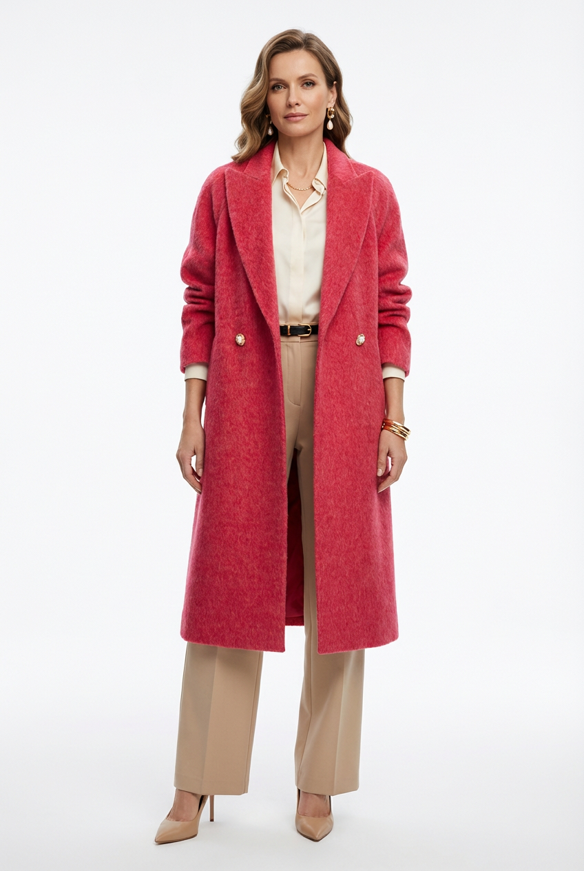Double-Breasted  Wool Coats for Women 087 Rose Blush Muse