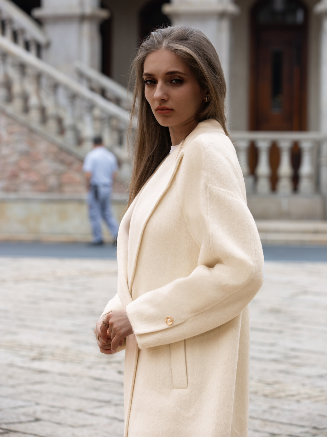 Wool coat with Lotus Bloom Clasp