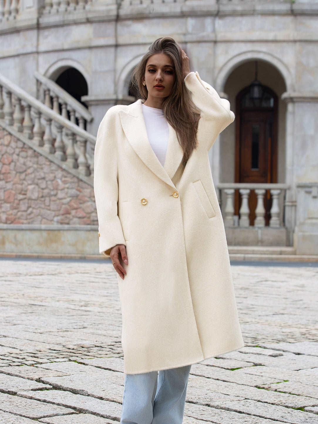 Wool coat with Lotus Bloom Clasp