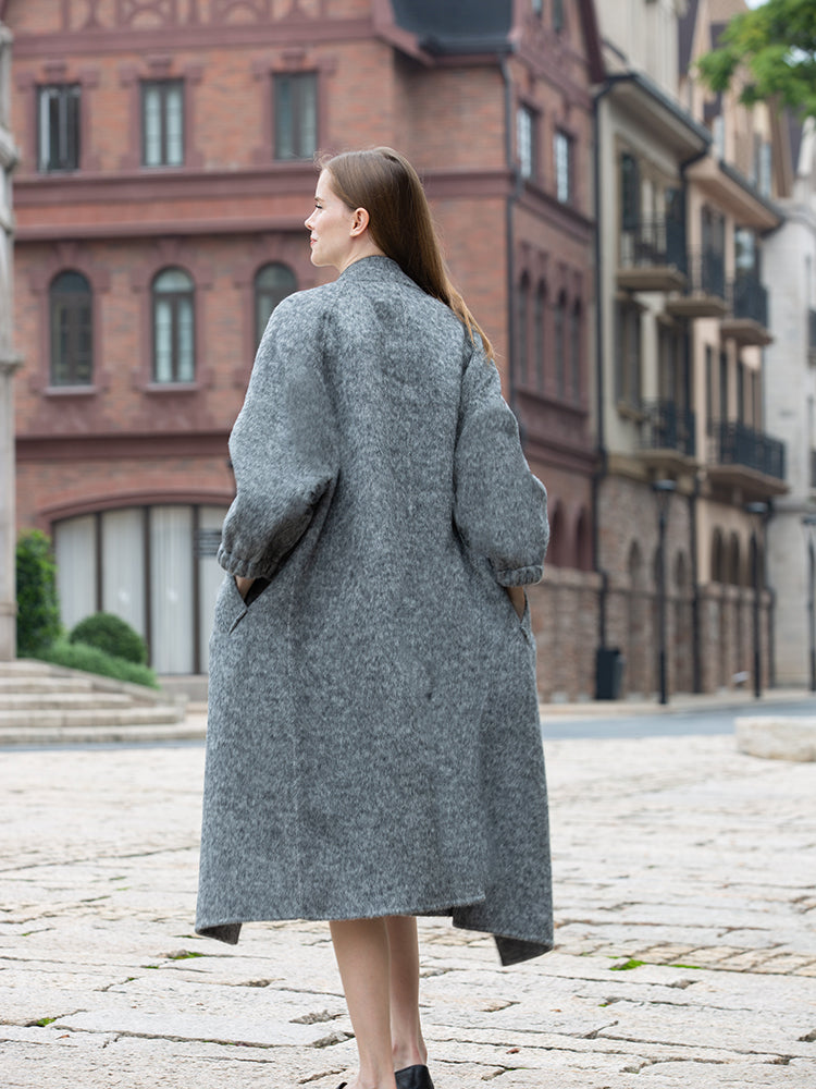 Wool  coat with Tailored Collar and Cuffed Sleeves