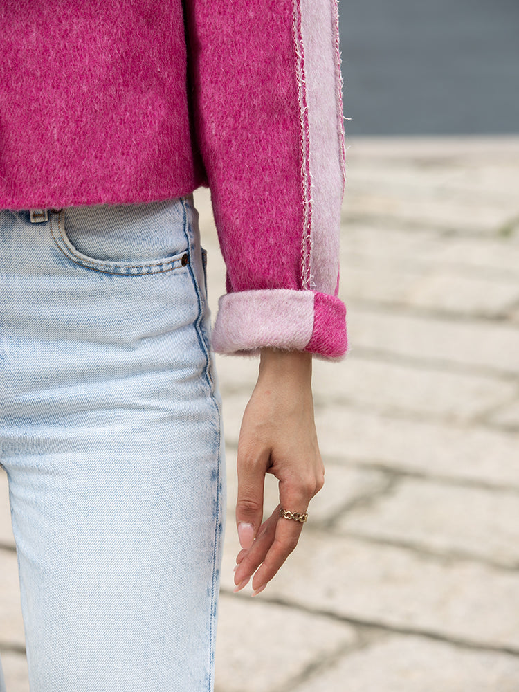 Wool  coat with Two-Tone Rose