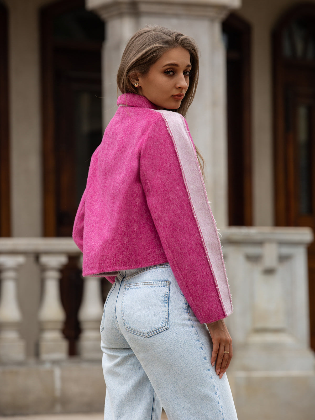 Wool  coat with Two-Tone Rose