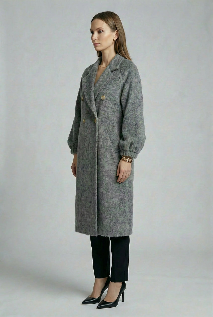 Women's Relaxed-Fit Wool Coats With 362 Snowflake Gray