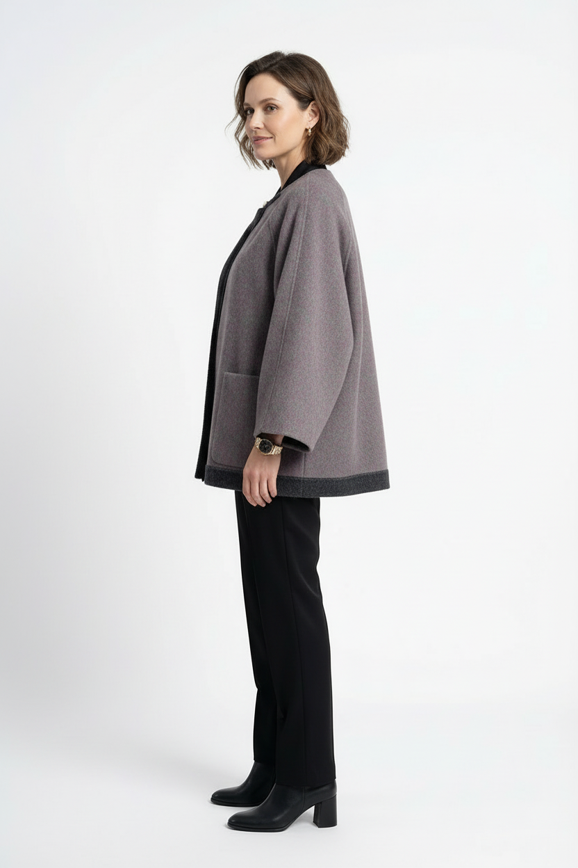 Women's Relaxed-Fit Wool Coats With 153 Red Lichen Stone