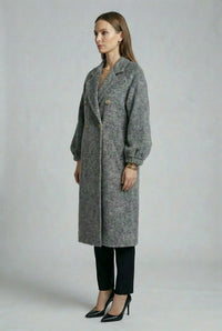 Women's Hand-Finished Wool Coats With 362 Snowflake Gray