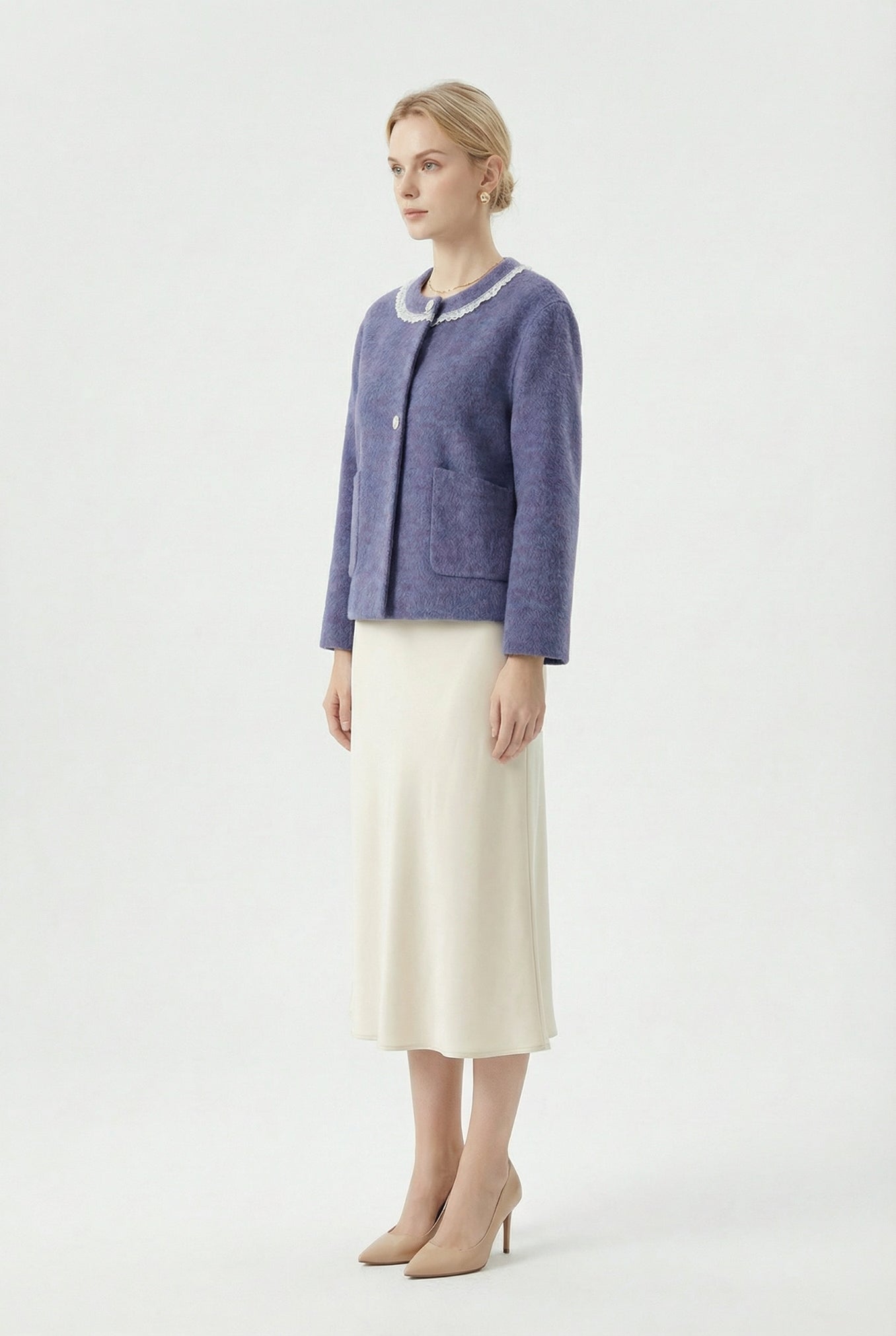Women's Relaxed-Fit Wool Coats With 325 Wisteria Purple