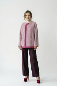 Women's Relaxed-Fit Wool Coats With 153 Velvet Peony Purple