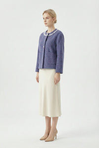 Women's Short Wool Coats With 325 Wisteria Purple