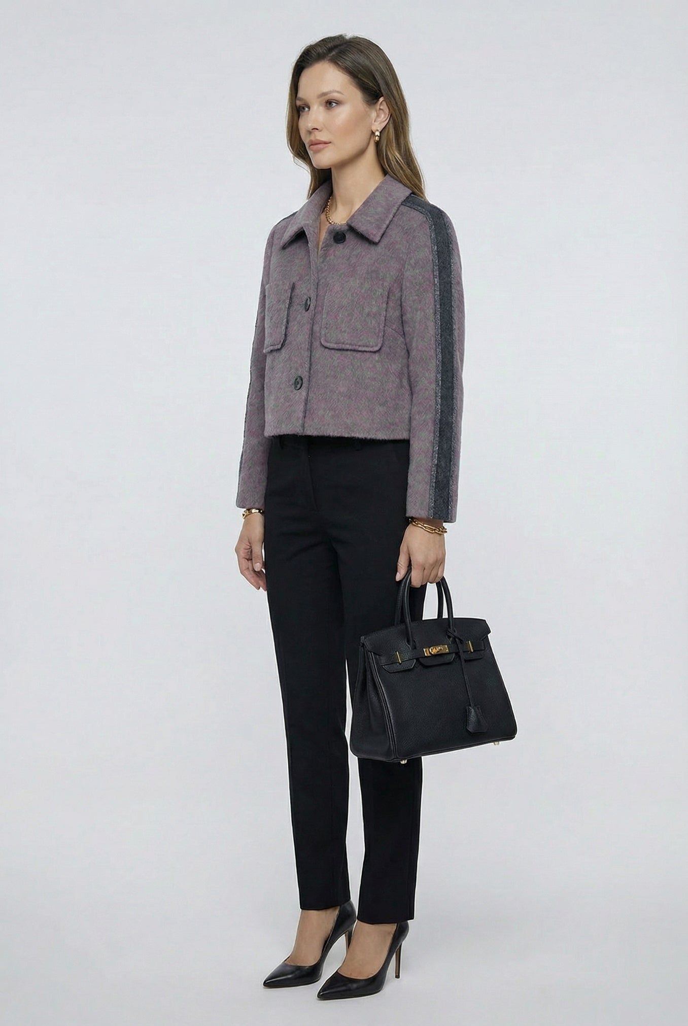 Women's Short Wool Coats With 389 Red Lichen Stone
