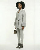 Women's Belted Wool Coats With 536 Speckled Gray