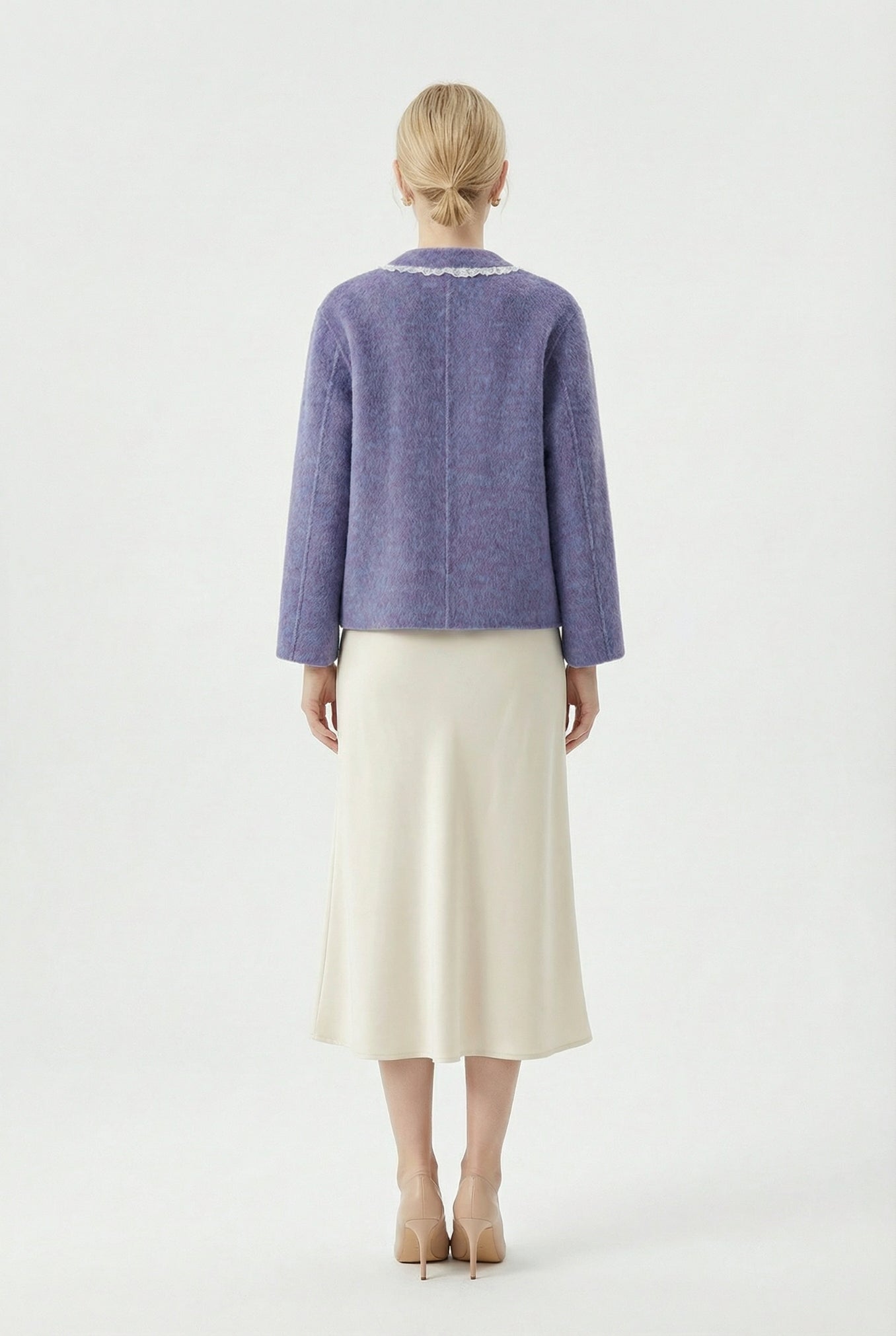 Women's Short Wool Coats With 325 Wisteria Purple