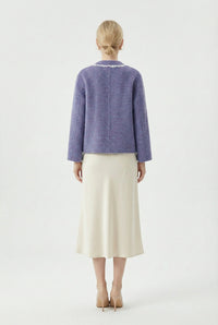 Women's Short Wool Coats With 325 Wisteria Purple