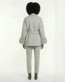 Women's Belted Wool Coats With 536 Speckled Gray