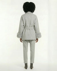 Women's Belted Wool Coats With 536 Speckled Gray