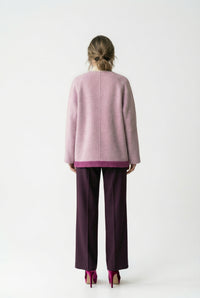 Women's Hand-Finished Wool Coats With 153 Velvet Peony Purple
