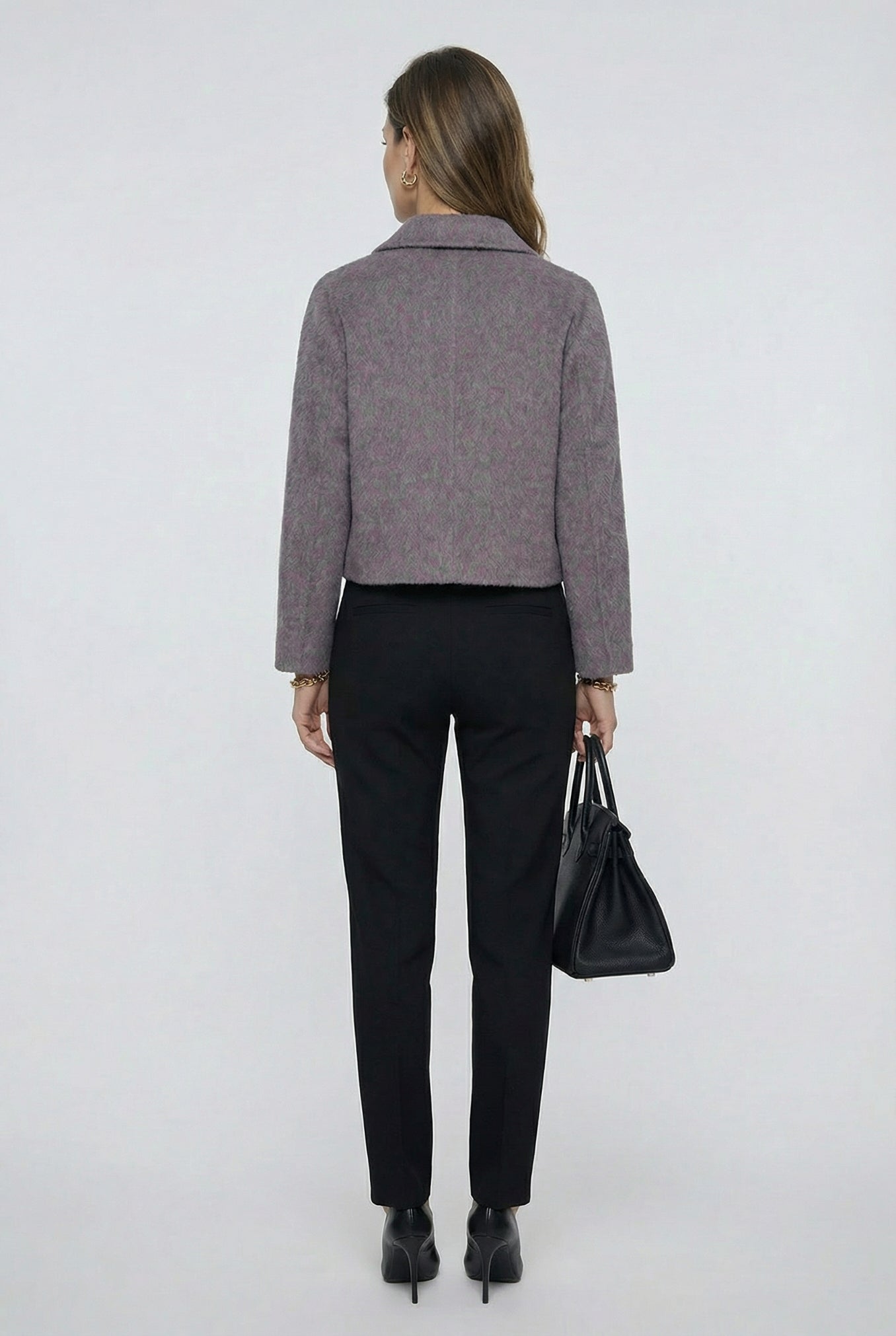 Women's Hand-Finished Wool Coats With 389 Red Lichen Stone