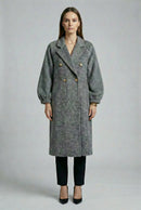 Women's Hand-Finished Wool Coats With 362 Snowflake Gray