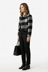Women's Short Wool Coats With 335 Zebra Gray