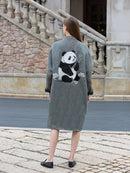 Wool coat with Oriental Panda Embroidery
