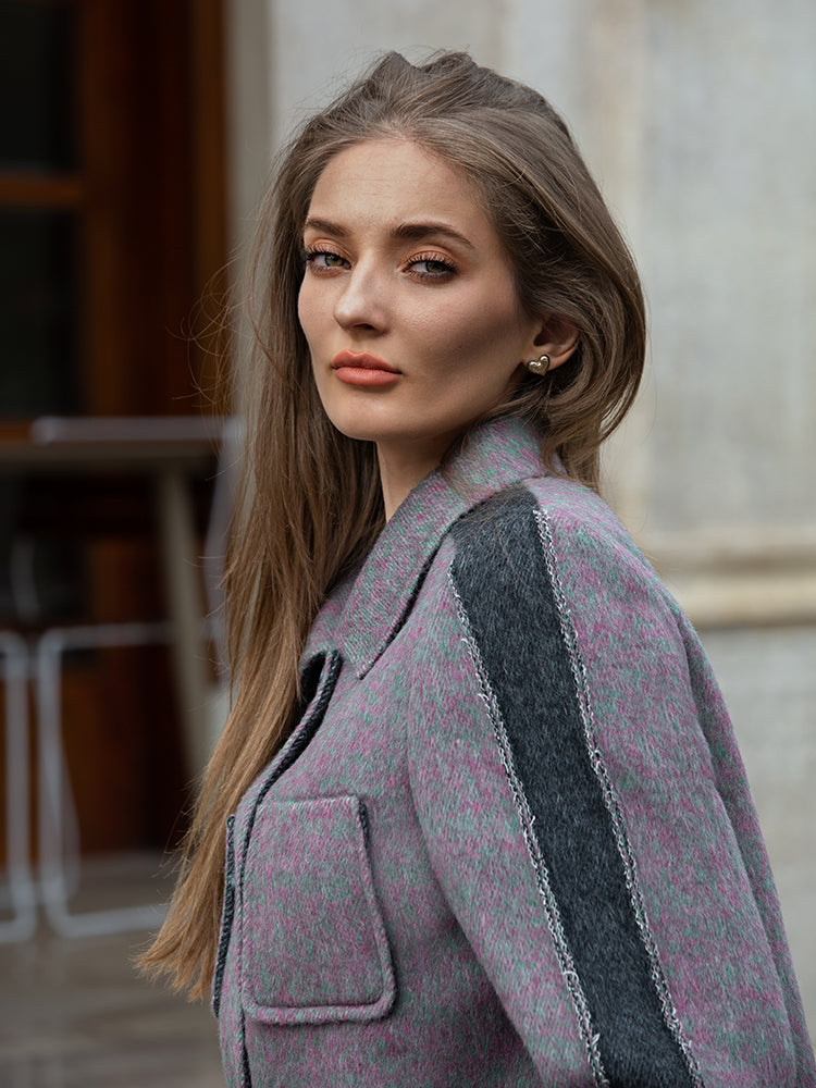 Wool  coat with Two-Tone Grey