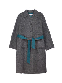 Women's Hand-Finished Wool Coats With 502 Misty Blue Ocean