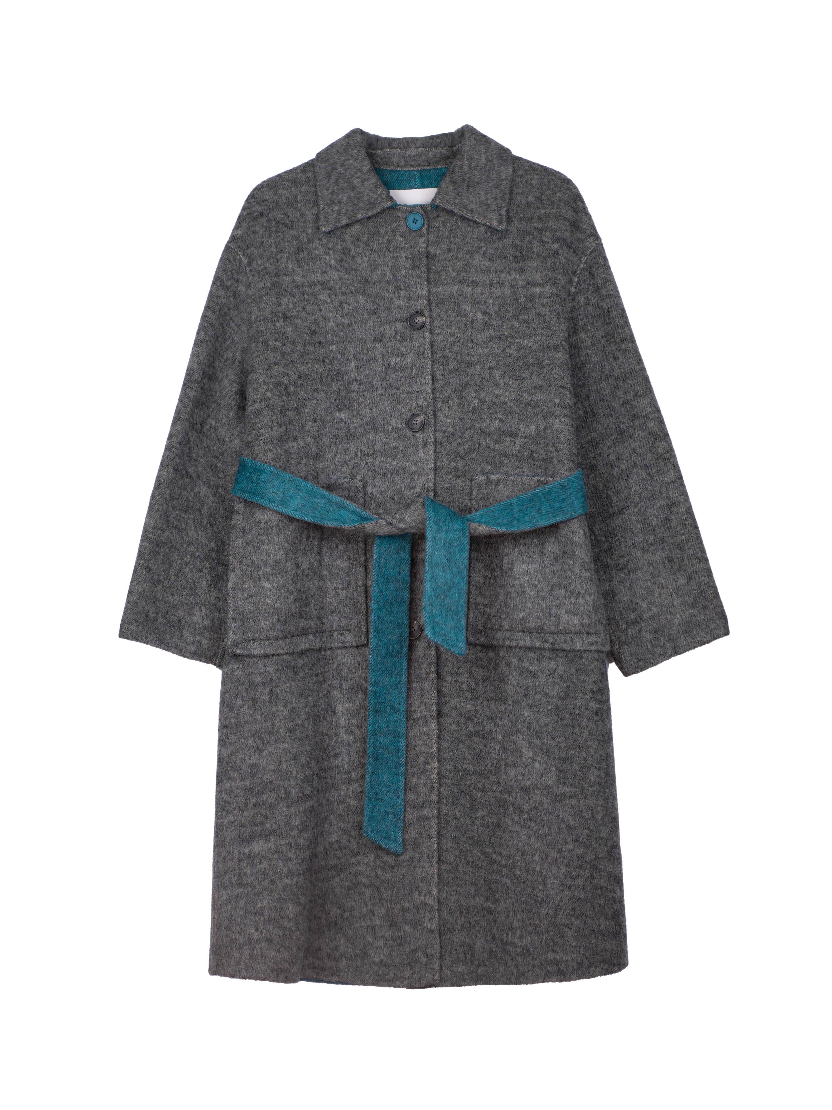Women's Hand-Finished Wool Coats With 502 Misty Blue Ocean