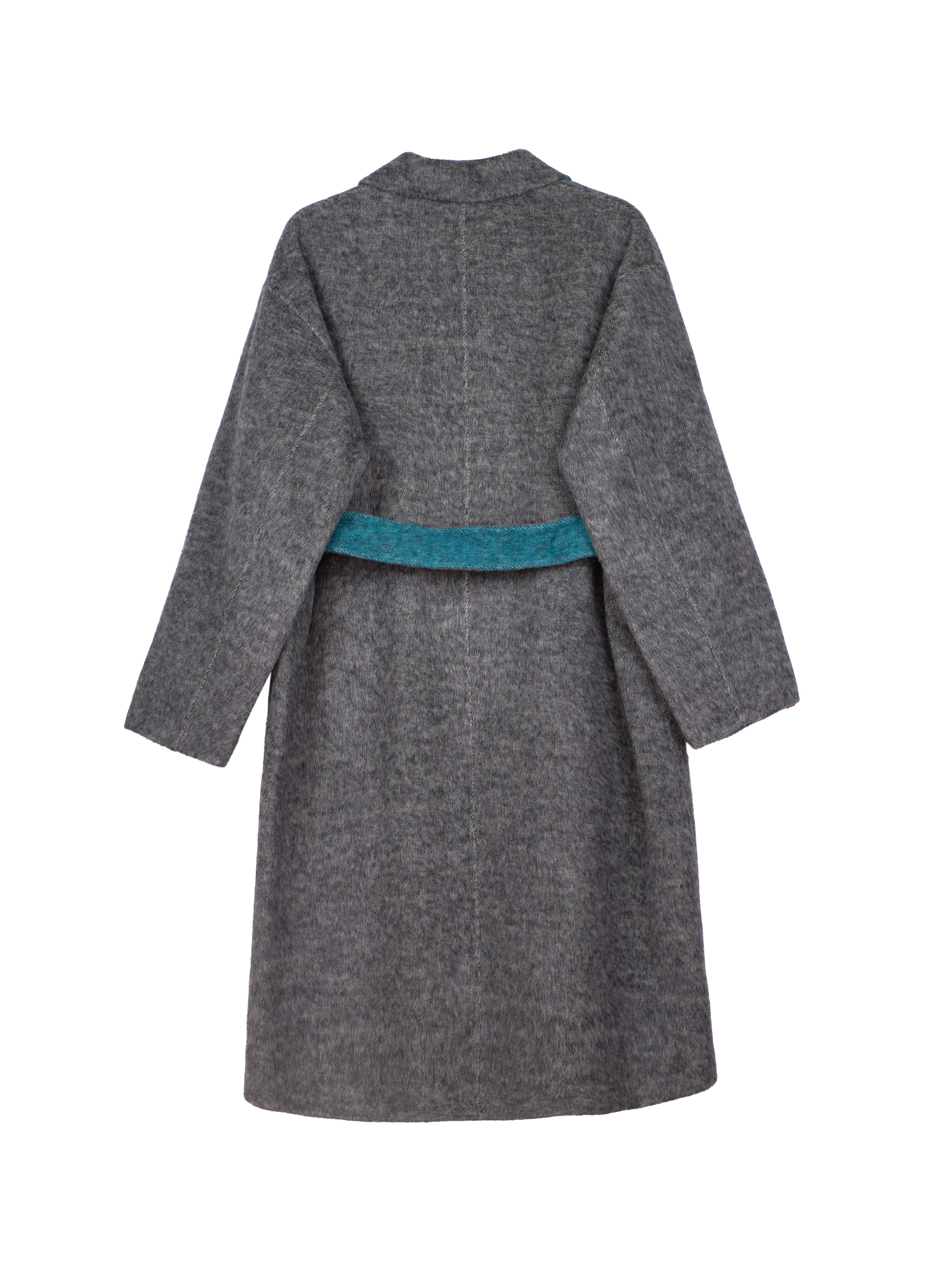 Women's Hand-Finished Wool Coats With 502 Misty Blue Ocean