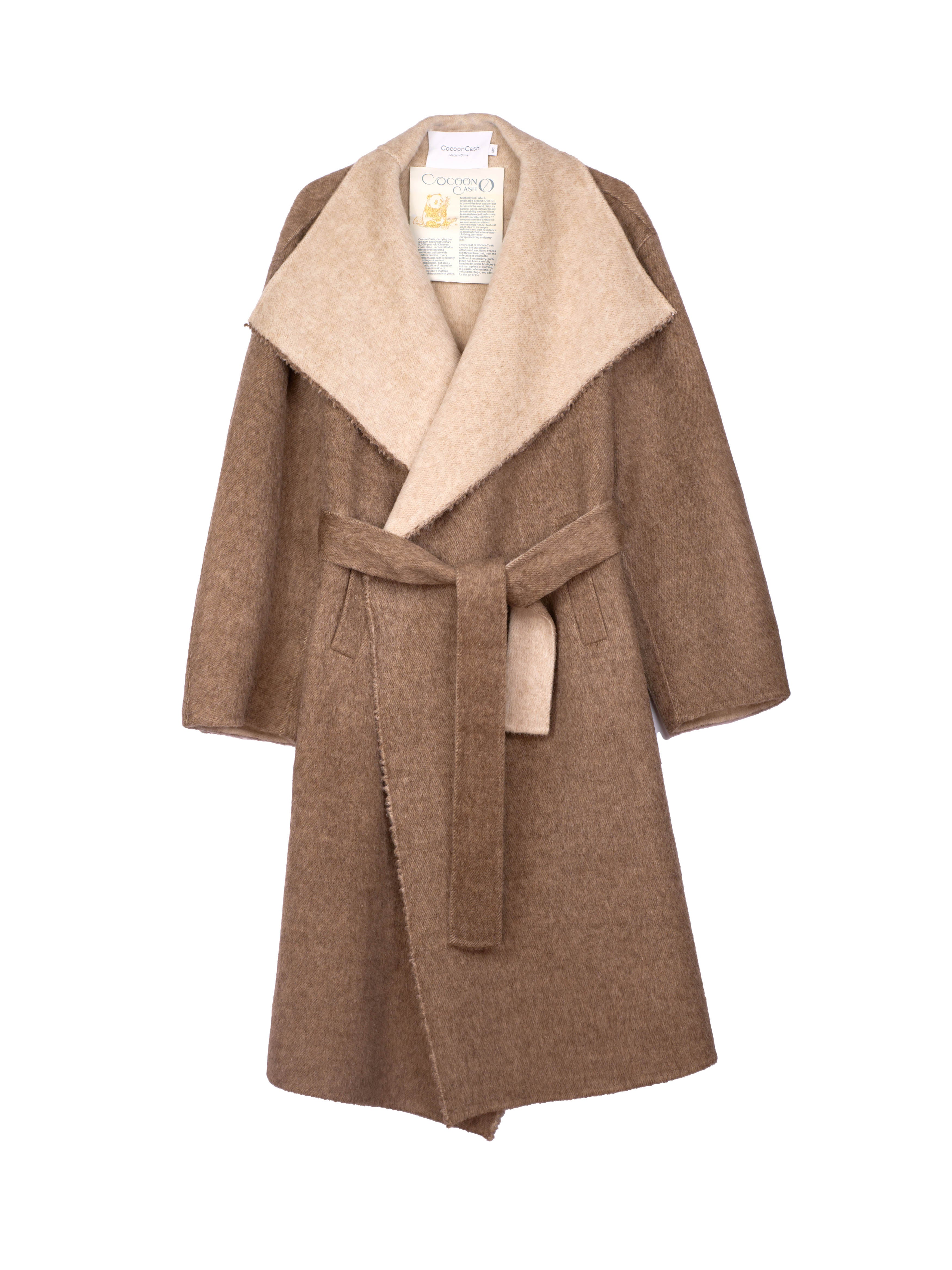 Women's Belted Wool Coats With 540200 Stone Camel Brown