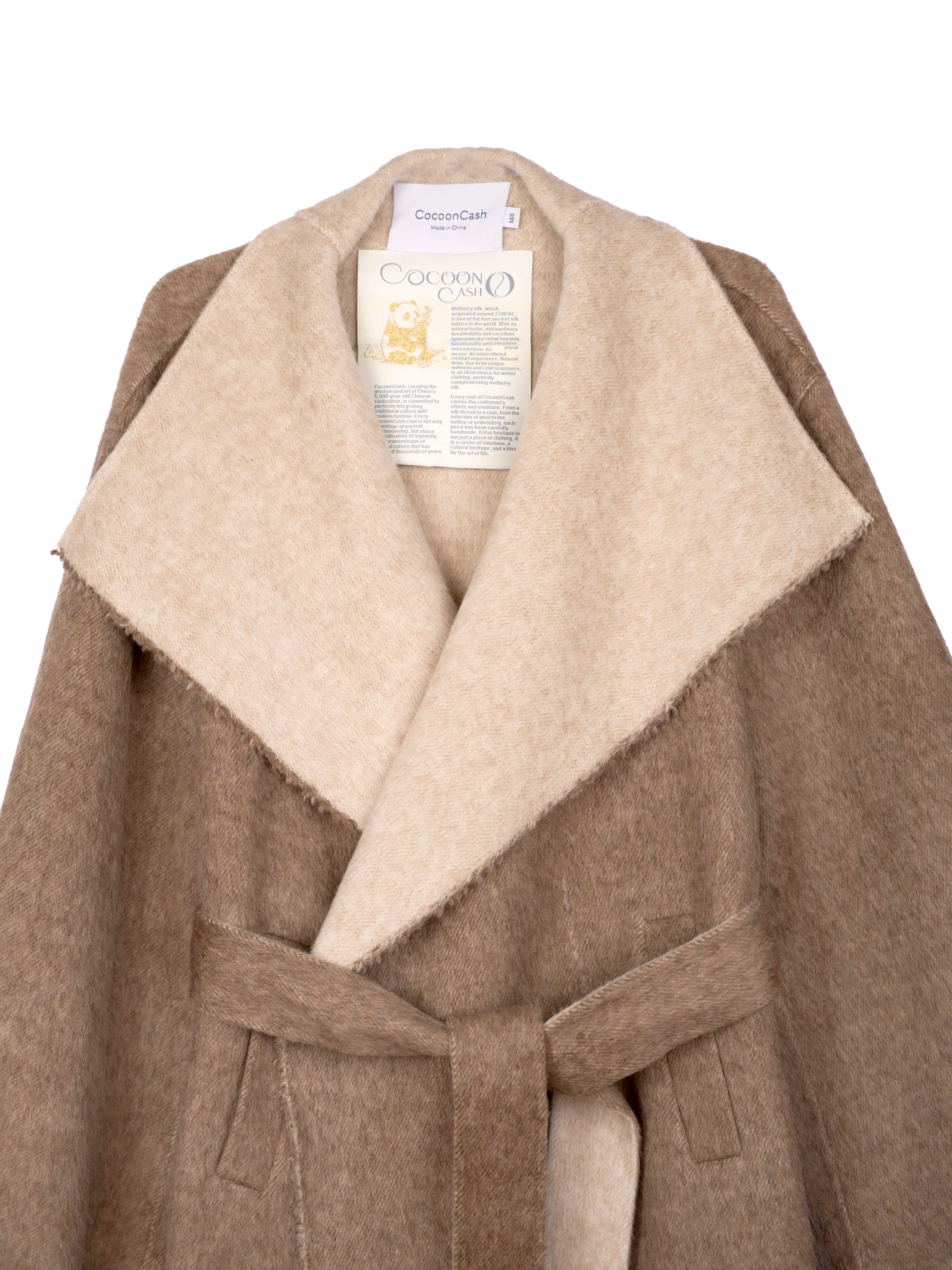 Women's Belted Wool Coats With 540200 Stone Camel Brown