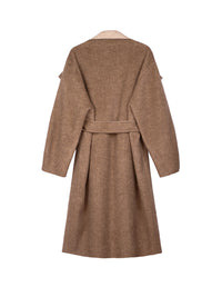 Women's Belted Wool Coats With 540200 Stone Camel Brown