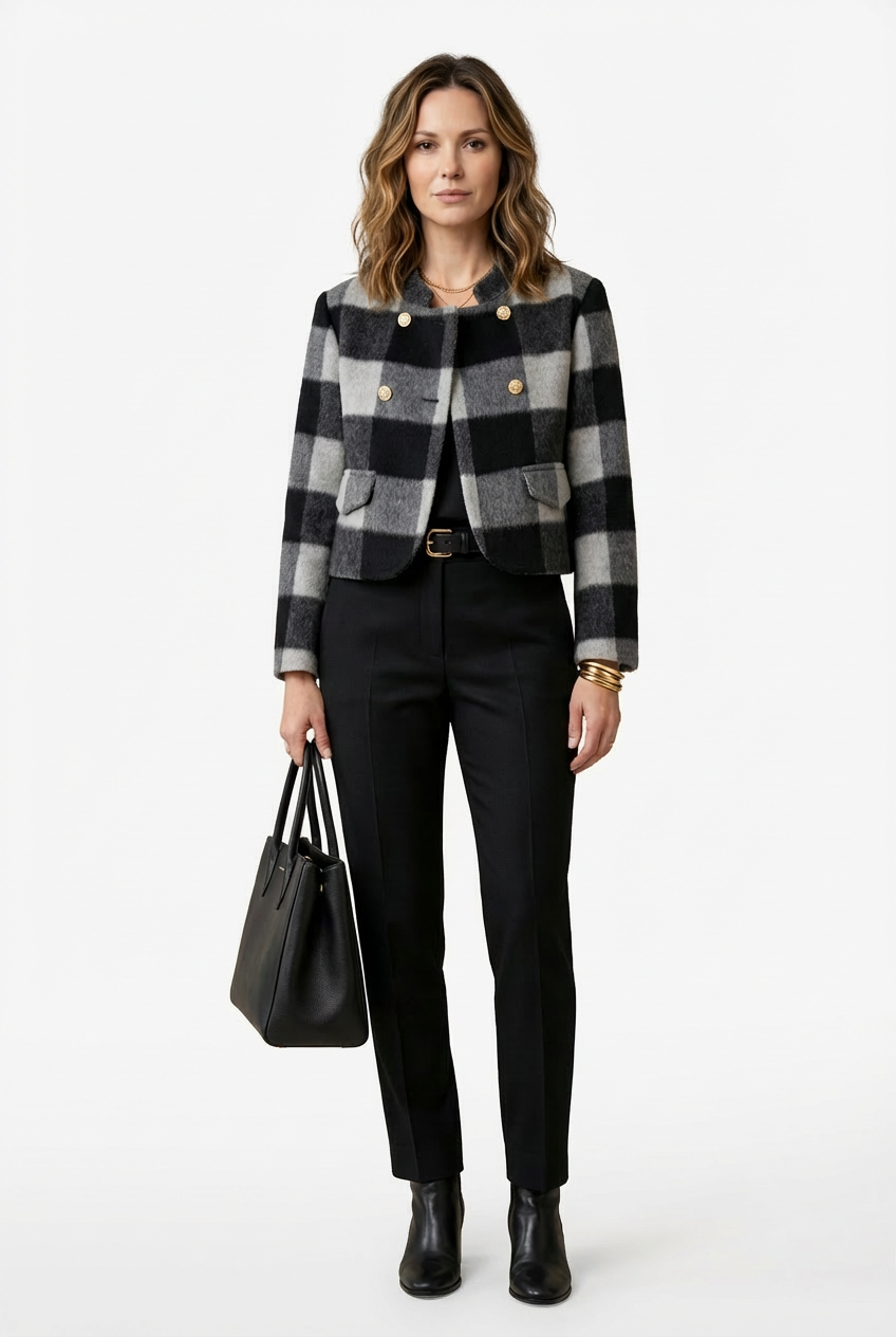 Women's Short Wool Coats With 335 Zebra Gray