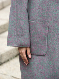 Wool coat women with Round Neck & Pearl Buttons