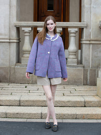 Wool  coat with Lace-Trimmed Collar